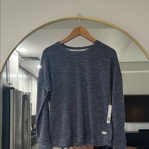 Rae Dunn Marled Navy Blue Crewneck Sweatshirt